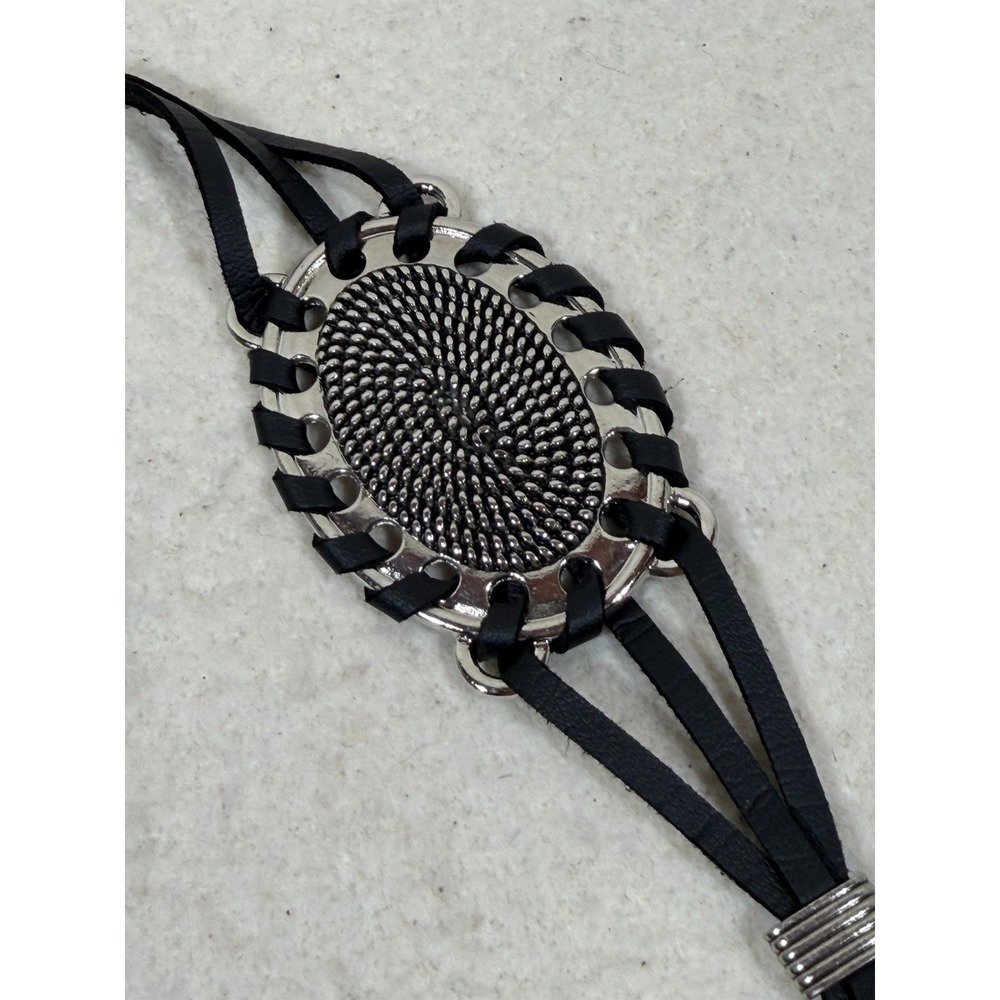 Womens Boho Western Concho Chain Belt Black Silver Festival Y2K Adjustable - Picture 5 of 16